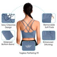 Deportivo De Mujer En Nylon Con Espalda Cruzada Y Aros Sin Costuras Almohadillado Para Gimnasio Yoga Correr Top Corto Transpirable - details 2
