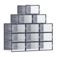 Cajas de Zapatos de Plástico Plegables y Apilables - Juego de 12 Organizadores para Zapatillas hasta Talla 44, Transparente, Azul, Blanco o Verde - details 0