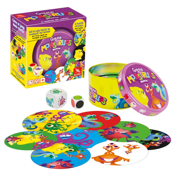 Ludilo - Grabolo Monstruos Reverso  Juegos para Niños De 3 Años O Más  Juegos Educativos Niños 3 Años De 10 Min  Juegos De Cartas  Juegos De Mesa para 2 A 5 Personas - 1