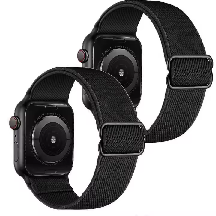 Elastic Single Loop Watch Band, Compatible with Apple Watch 9/8/7/6/5/4/3 SE Ultra 2/1 Adjustable Stretch Nylon Braided Sport Band - 1