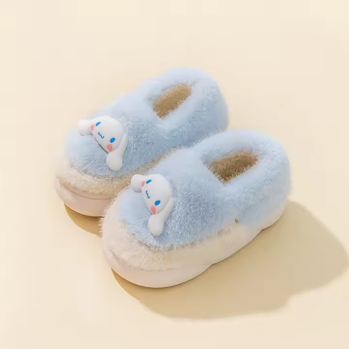 Zapatillas De Peluche Sanrio Para Niñas Con Suela Suave Y Antideslizante Diseño De Dibujos Animados Lindo Y Cálido Para Interior En Invierno - 1