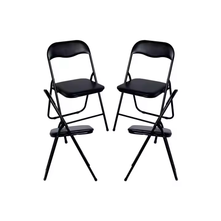 ORION91 Pack x 4 Silla Plegable Asiento Acolchado Color Negro 45x45x80cm Comedor Oficina Salón Teletrabajo Cocina - SpazioLuzio - 1