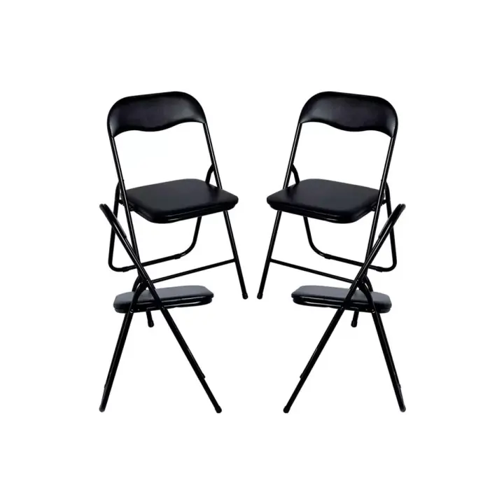 ORION91 Pack x 4 Silla Plegable Asiento Acolchado Color Negro 45x45x80cm Comedor Oficina Salón Teletrabajo Cocina - SpazioLuzio - 1