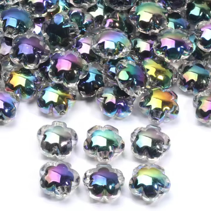 10Pcs Abalorios Flor Negra AB Transparente Para Creación De Joyas Pulsera Y Pendientes DIY Suministros De Manualidades - 1