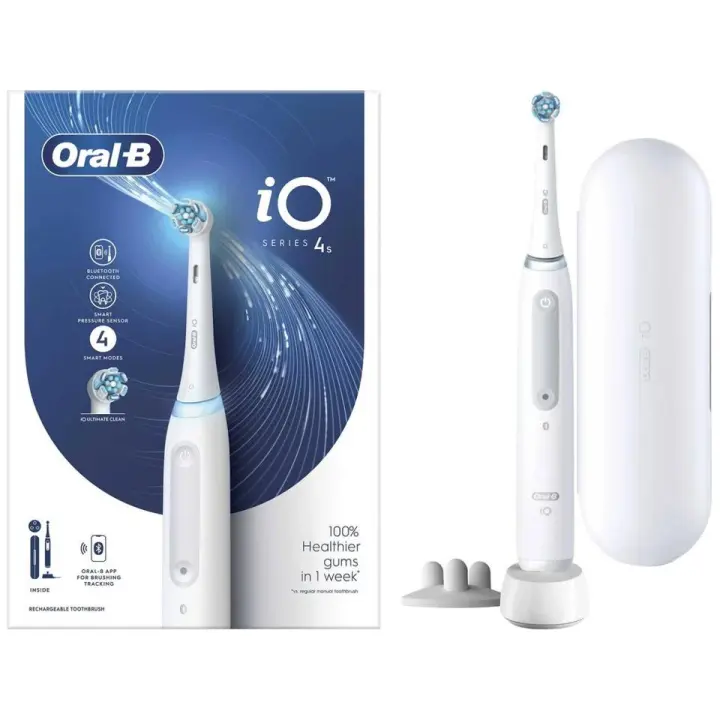 Oral-B iO 4s Cepillo Eléctrico con Estuche de Carge y Cabezal incluido, Color Negro y Blanco. - 1