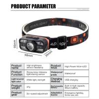 Lámpara Frontal Inteligente Con Sensor IR Recargable Por USB Tipo-C Luz De Advertencia Impermeable Con Sensor De Movimiento Luz De Mano - details 9