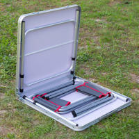 Aktive - Mesa plegable aluminio 120x60 cm, acabado gris, con 4 taburetes acero, regulable 60/70 cm, portátil con asa - details 1
