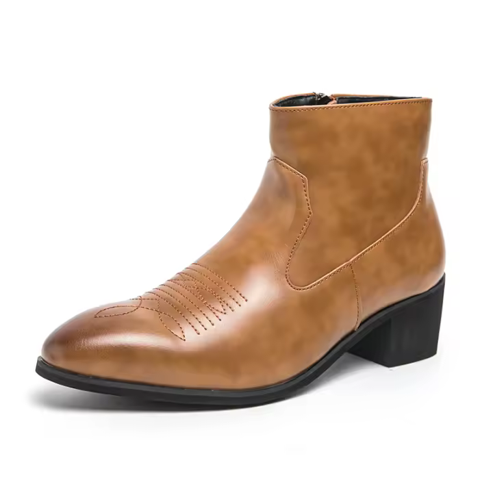 Botas De Negocios Para Hombre Estilo Británico Vintage Hechas a Mano En Cuero PU Botas De Tobillo Materiales De Suela Y Lining De PU - 1