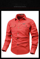 Camisa De Trabajo Para Hombre Casual Larga Con Bolsillos Algodón Puro Primavera Otoño Estilo Casual Cuello En V Tacón Regular - details 7