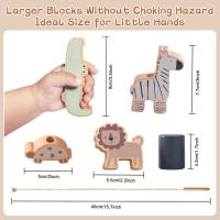 Juego de cuentos para niños,bloques de Animales, Juego de Madera Montessori 2 en 1,para edades de 2-4 años - details 3