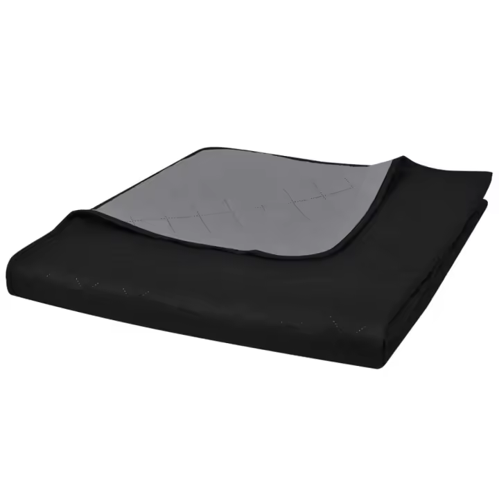 Colcha acolchada a doble cara negro gris 220x240 cm - 1