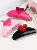 3 Pcs Accesorios De Peluquería Para San Valentín: Pinzas Para Cabello En Forma De Corazón Grandes Y Rosas Para Mujeres Fuerte Agarre Para Cabello Grueso - details 3