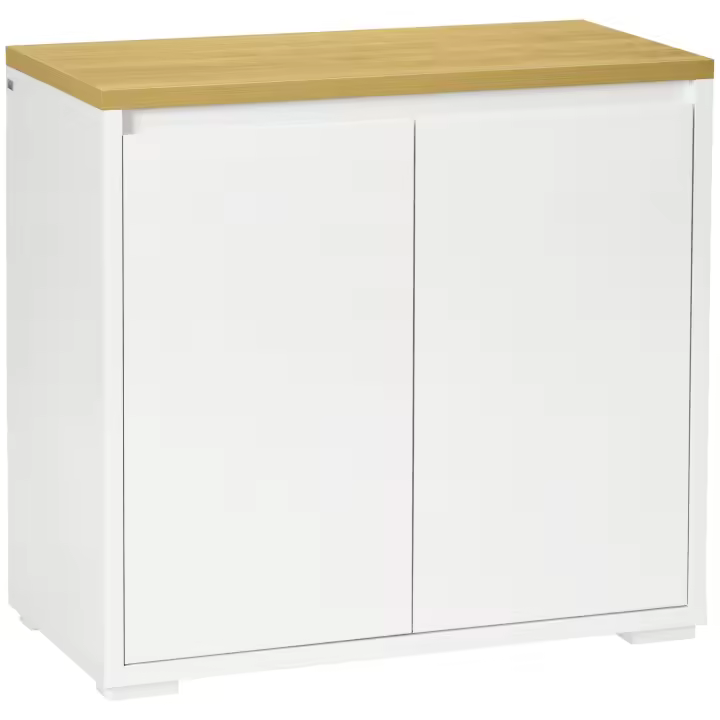 HOMCOM Aparador de Salón Armario de Almacenamiento Mueble Auxiliar de Cocina con 2 Puertas y Estante Ajustable para Comedor Entrada Blanco - 1