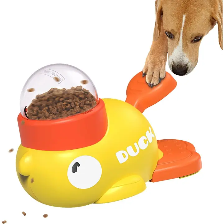 Juguete Interactivo Para Perros Y Gatos Forma De Pato Amarillo Dispensador De Alimentos Rompecabezas Lento Alimentador De Mascotas Juguetes De Comida - 1