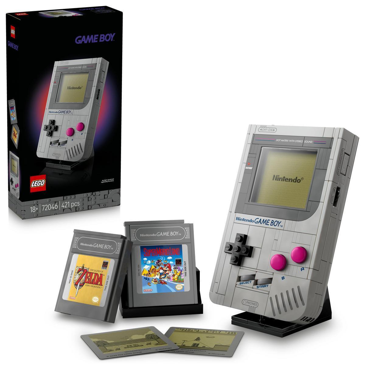 LEGO 72046 Super Mario: Game Boy para Construir con 2 Cartuchos de Zelda y Super Mario Land, Maqueta de Exposición Ideal para Fans Retro y Nostálgicos del Videojuego