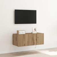 Mueble de TV vidaXL con luces LED Roble Artesanal 80x35x31 cm - details 0