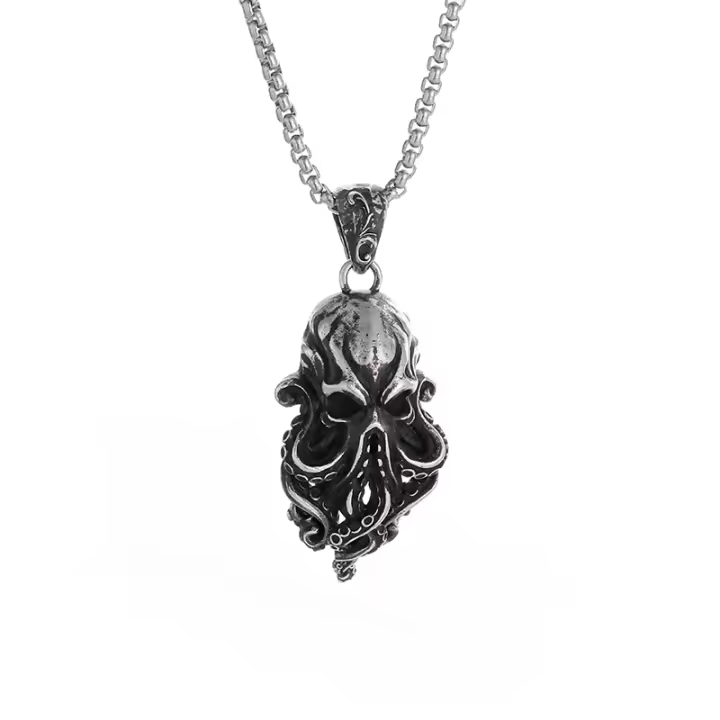 Collar Colgante De Octopus Oscuro Gótico Retro Para Hombres Y Mujeres Joyería De Moda Punk Personalidad Regalo Metal Aleación De Zinc - 1