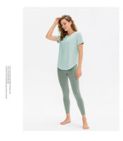 Top De Yoga Para Mujer Sólido Con Manga Corta Sudadera Deportiva Fitness Ropa De Gimnasio Casual Camiseta De Entrenamiento - details 7