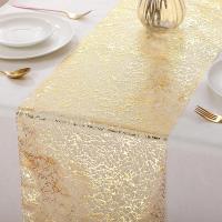 Corredor De Mesa Dorado Con Brillo Metálico Para Cumpleaños Boda Navidad Decoración De Mesa Rectangular De Poliéster 100% - details 4