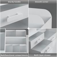 Organizador de maquillaje, Caja de almacenamiento de Cosméticos, Organizador de maquillaje, asiento de Cosméticos de plástico, contenedor grande para tocador de encimera. - details 1