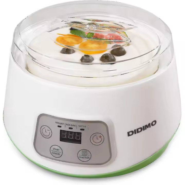 Yogurt Maker,3 en 1 máquina de yogur griego, puede hacer yogur/nutto/vino de arroz, máquina automática de yogur digital con control de tiempo, 1,2 Quart de vidrio - 1