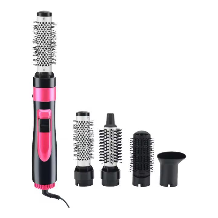 Cepillo Para Pelo Secador Y Rizador 4 En 1 Alta Potencia 1000w Cepillo Moldeador Hs-874 Negro + Rosa Envió 24Horas - 1