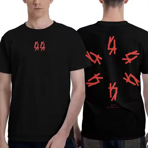 Camiseta de Manga Corta, 100% Algodón, Ropa Unisex para Hombres y Mujeres en 5 Tallas, Camiseta Negra CON DOBLE ESTAMPADOS, Cuello redondo. - 1