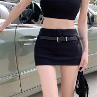 Mini Falda Negra A-line Ajustada Para Mujer Cintura Alta Estilo Casual Ligera Estiramiento Material Algodón Todas Las Estaciones - details 3