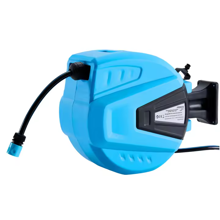 Arebos Carrete de Manguera de Jardín Automático 30 M Azul - 1
