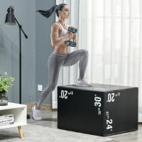 HOMCOM Caja Pliométrica 3 en 1 con Cremallera Caja de Salto con 3 Alturas Diferentes Entrenamiento de Fuerza en Casa Oficina Gimnasia Carga 120 kg 75x51x61 cm Negro - details 1