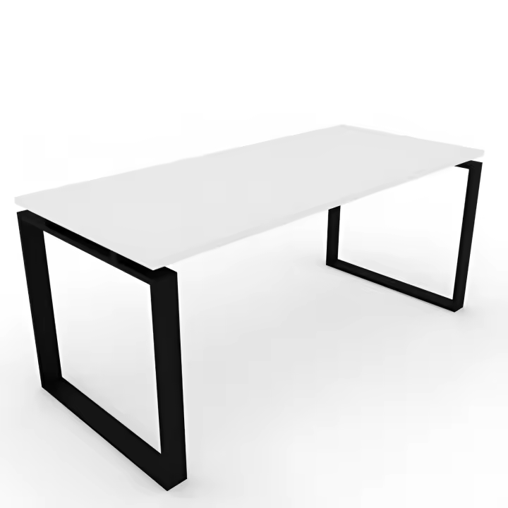 OFICIT Mesa Blanca con Tablero de Madera y Estructura Negra - Moderna. Fabricación Nacional. Ideal para Estudio, Trabajo, Despacho, Oficina - 1