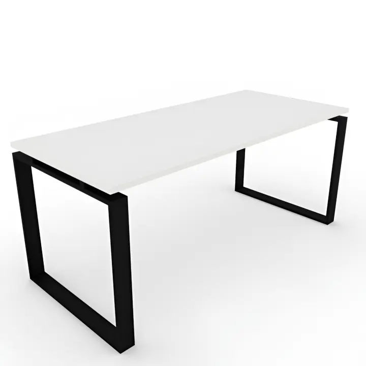 OFICIT Mesa Blanca con Tablero de Madera y Estructura Negra - Moderna. Fabricación Nacional. Ideal para Estudio, Trabajo, Despacho, Oficina - 1