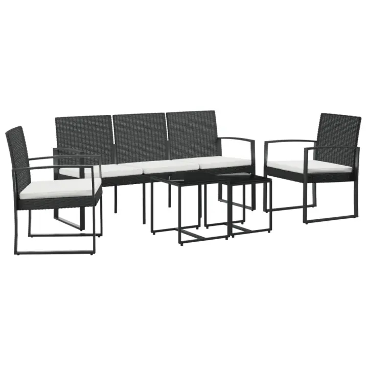 vidaXL Set comedor de jardín 5 pzas con cojines PP aspecto ratán negro - 1