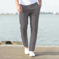 Pantalones De Lino Y Algodón Para Hombre Transpirables De Color Sólido Estilo Casual Para Otoño Ajuste Regular Cierre Elástico - details 14