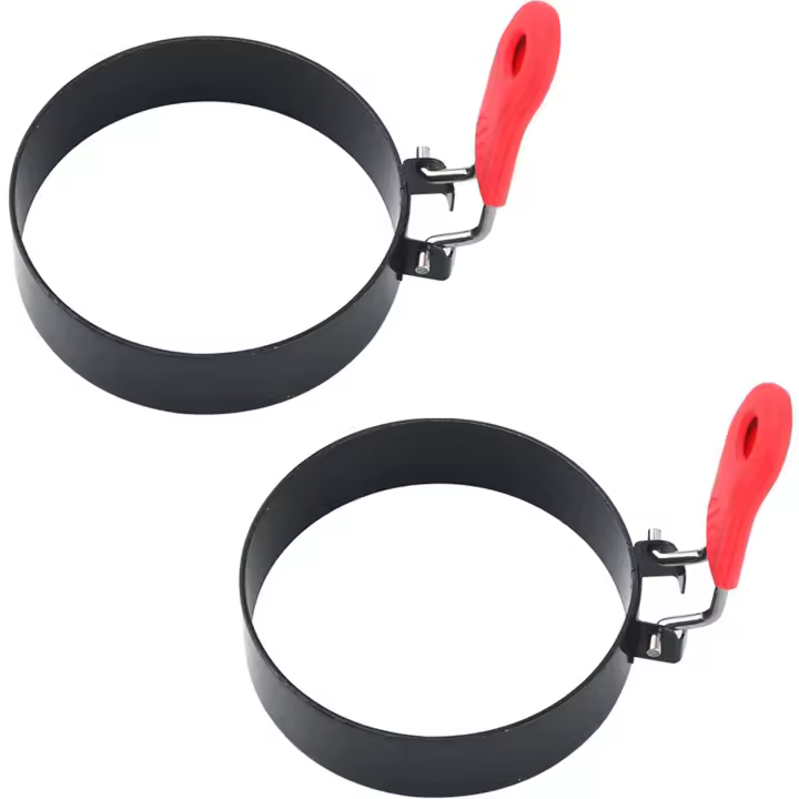 Juego de 2 Moldes para muffin Ingleses de 8,9 cm con mango de silicona. Ideales para panqueques, sándwiches y desayunos de camping. - 1