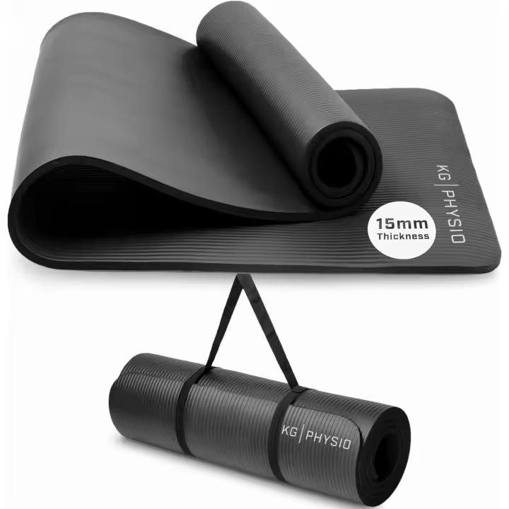 Esterilla de yoga  Esterillas de yoga gruesas para mujeres y hombres  Esterillas de espuma para ejercicios  Esterillas de pilates gruesas y antideslizantes para gimnasio (15 mm, color negro) - 1