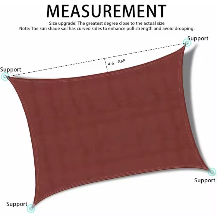 Vela de Sombra Rectangular 3x4m Rojo Ladrillo, Toldo Impermeable Protección UV para Jardín Terraza Patio Exterior Piscina con Cuerda Libre - 1