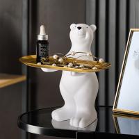 Porta Llaves Figura De Oso Polar Escultura De Animal Decoración Nórdica Para El Hogar Taza De Llaves De Resina Material - details 0
