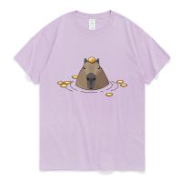 Camiseta De Algodón Cómoda Y Graciososa Con Diseño De Capybara Para Hombres Y Mujeres Estilo Anime Japonés Casual Oversized Para Calle Pareja - details 7