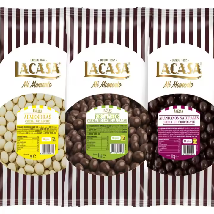 Lacasa Mi Momento pack 3kg bolas:Almendra con chocolate Blanco ,Arándanos con chocolate Negro ,Pistachos con chocolate Leche - 1