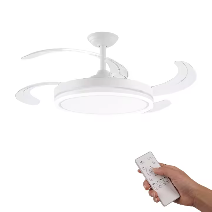 Ventilador de Techo con Luz LED 72W – Motor DC Silencioso – Aspas Retráctiles – 6 Velocidades, Luz Cálida, Día y Fría (3000K-4000K-6000K) – Temporizador – Ø102 cm, Mando Incluido [Clase de eficiencia energética E] - 1