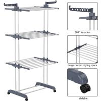 24 Barras de Secado y 14 Ganchos para Ropa de Cama, Ropa, Gris, Secadoras - details 0