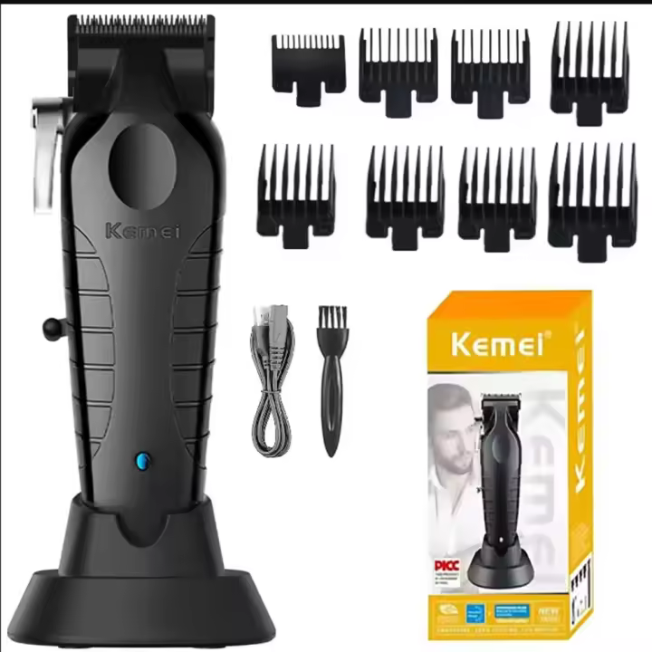 Cortadora De Pelo Profesional Kemei Para Hombres Recargable Ajustable Trimmer De Barba Máquina De Corte De Pelo Con Motor Rotativo Para Uso Seco Y Humedo - 1