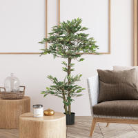 Outsunny Árbol de Té Artificial 120 cm Planta Artificial con 546 Hojas Musgo y Maceta Planta Artificial Decorativa para Interior y Exterior Hogar Salón Oficina Verde - details 3