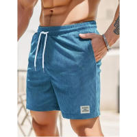 Nuevos Pantalones Cortos De Corduroy Para Hombre Verano Color Sólido Con Cordones Estilo Casual Cierre De Cordón Talla Media - details 45