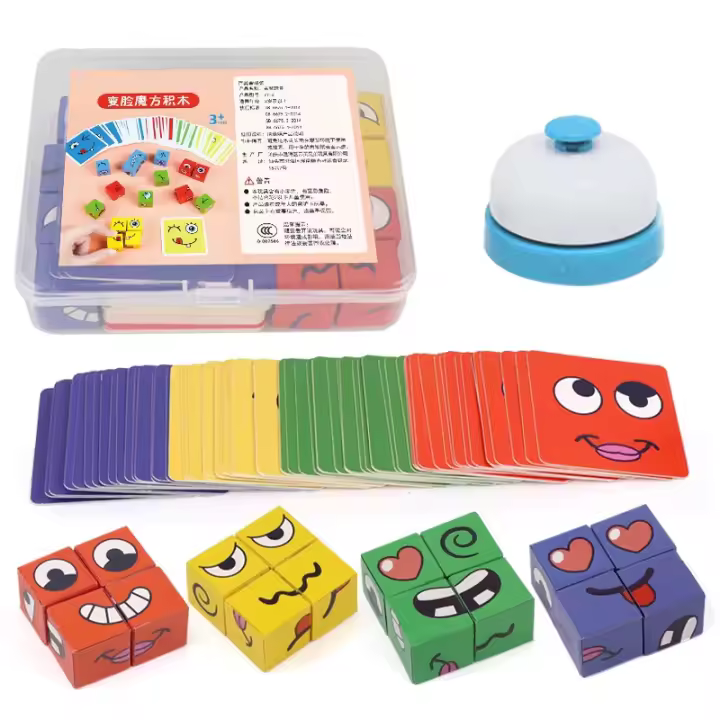 Juego De Tablero Educativo Para Niños Con Expresiones Faciales Bloques De Construcción Montessori Juguete De Aprendizaje Temprano Para Niños Y Niñas - 1