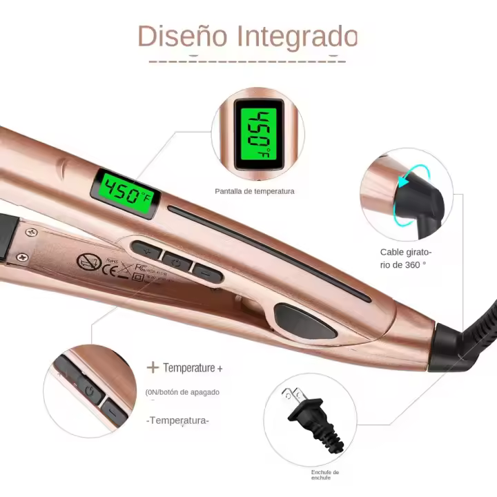 Placa de Melo Profesional Keratin Therapy Pro, queratina y aceite Almendras, Placas flotantes extrlargas, Alisador de pelo Profesional, Cerámica, 5 temperaturas hasta 230 °C, Digitalcalentamiento, muy adoptado para uso en casa y Viajes - 1