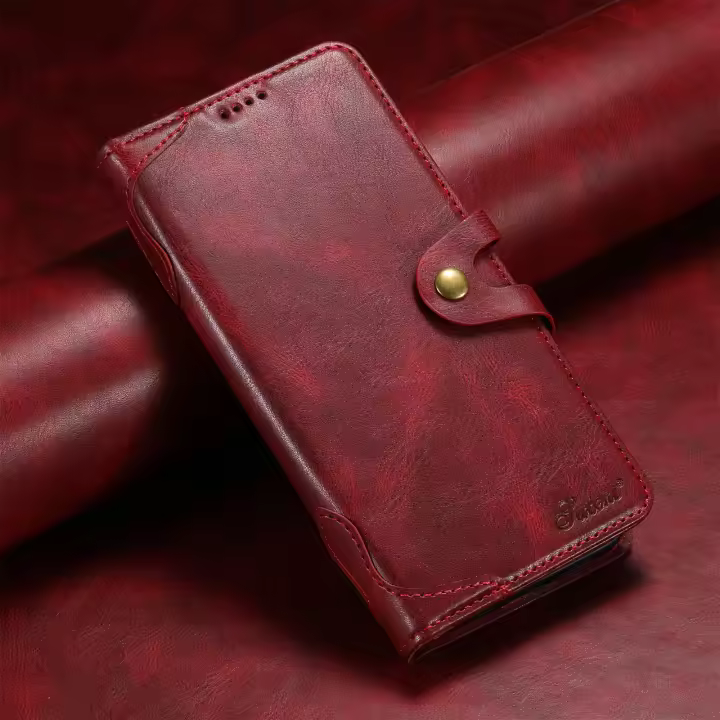 SUTENI Funda De Teléfono De Cuero Magnética Para iPhone Con Porta Tarjetas Diseño De Cierre En Forma De Concha Compatible Con Modelos Diferentes - 1