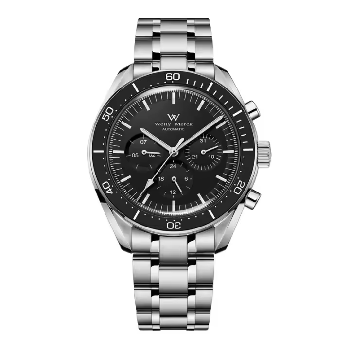 Reloj Mecánico Para Hombre Welly Merck WM170 Resistente Al Agua 200M Estilo Casual Clásico Y Business Con Fase De La Luna Material De Acero Inoxidable - 1