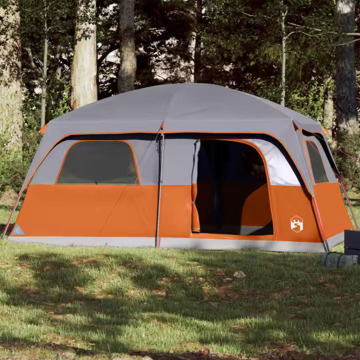 vidaXL Tienda de campaña familiar 10 personas impermeable gris naranja - 1